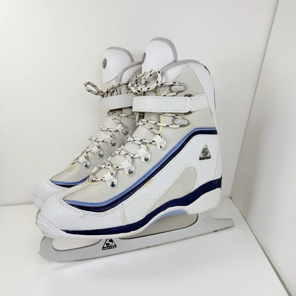 Jackson Softec Ice Skates Women's Size 8 White Blue Figure Recreational